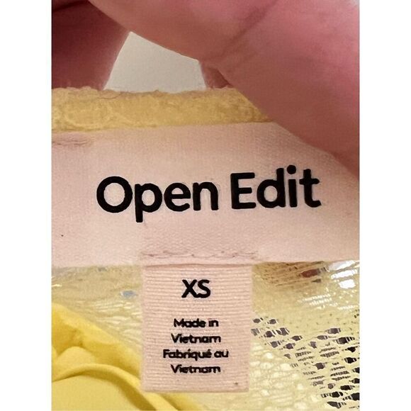 Open Edit Light Yellow long sleeve sheer lace maxi dress sz XS NWT - Picture 10 of 12